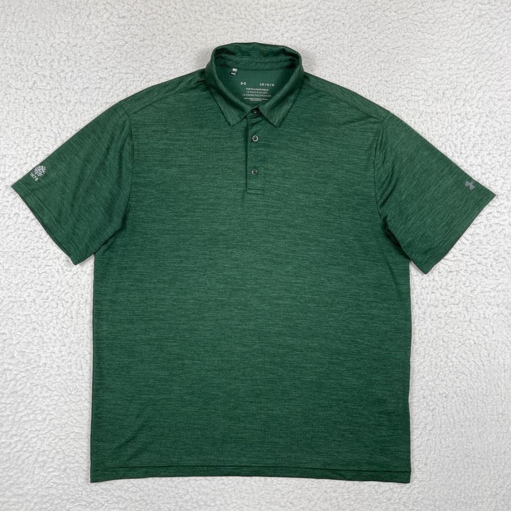 Under Armour Playoff Polo Mens Large Green Heathered Elkridge‎ Golf Club Shirt